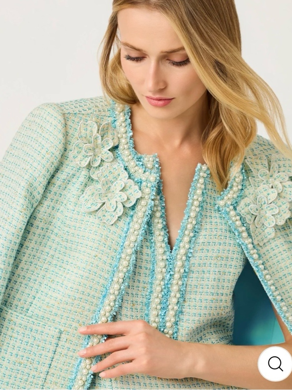 Lilly Pulitzer, NWT, rohana boucle capri blue fantasy Embellished Jacket sz 6